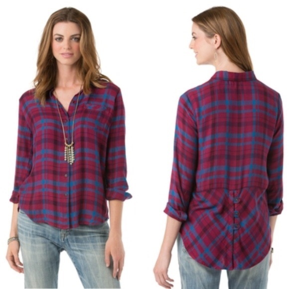 Lucky Brand Bungalow plaid top - Picture 1 of 6